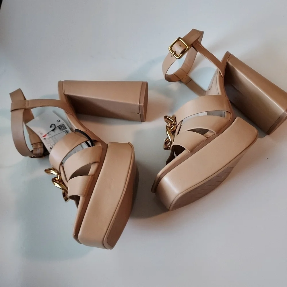 Zara Strappy Chunky Platform Heel Sandals